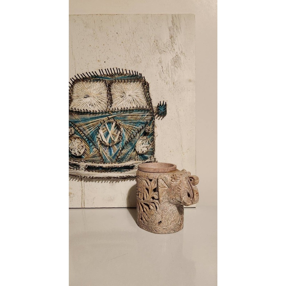 Elephant wax melt candle holder oil burner solid stone bohemian boho carved - Picture 4 of 12